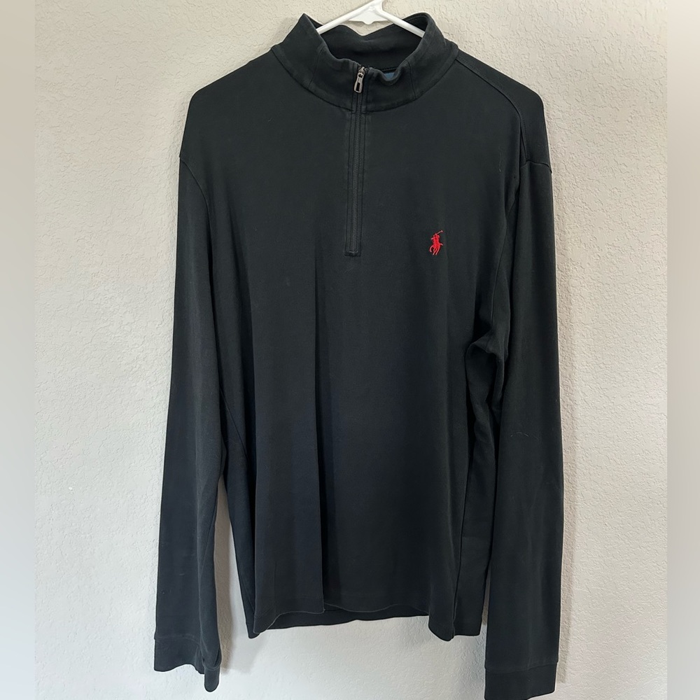 Black Polo Quarter Zip (with red logo)